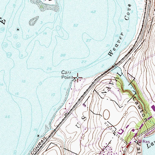 Topographic Map of Carr Point, RI