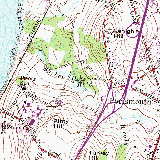 Topographic Map of Hessians Hole, RI