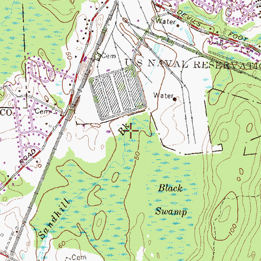 Topographic Map of Sandhill Brook, RI