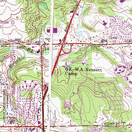 Topographic Map of Ok-wa-nessett Camp, RI