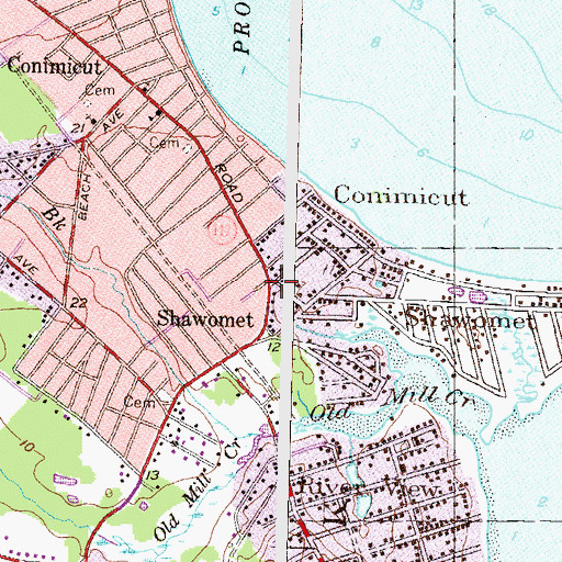 Topographic Map of Shawomet, RI