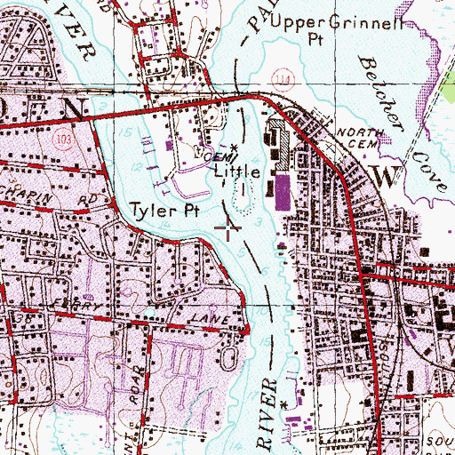 Topographic Map of Barrington River, RI