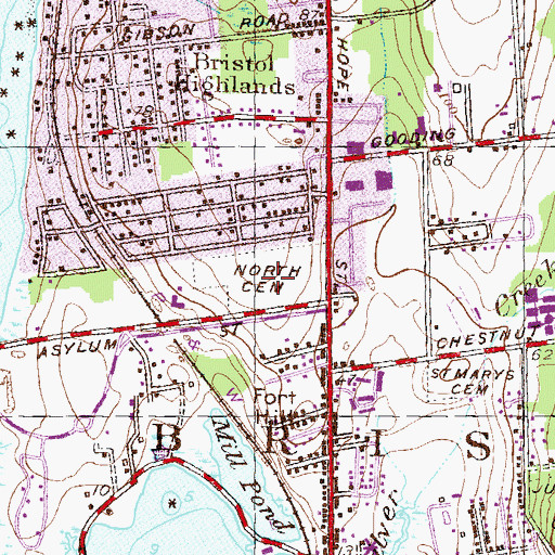 Topographic Map of North Burial Ground, RI