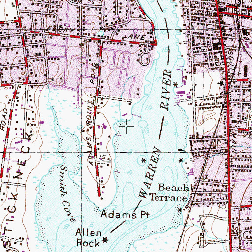 Topographic Map of Tree Point Rocks, RI