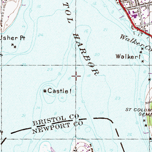 Topographic Map of Middle Ground, RI