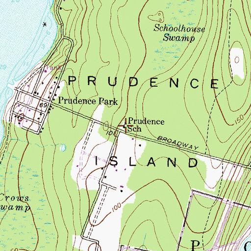 Topographic Map of Prudence School, RI