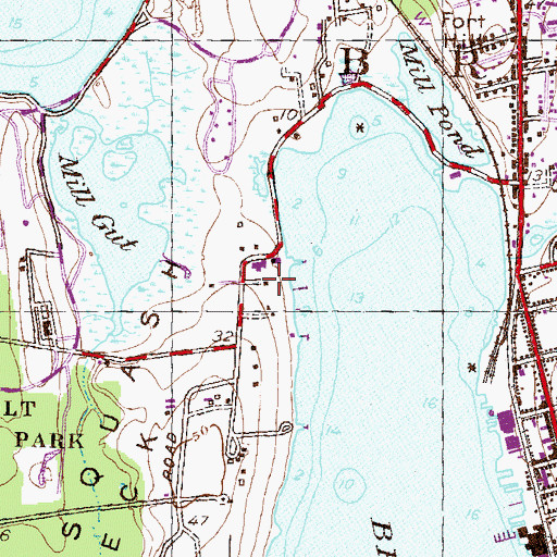 Topographic Map of Bristol Yacht Club, RI