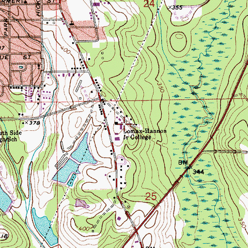 Topographic Map of Lomax-Hannon Junior College, AL