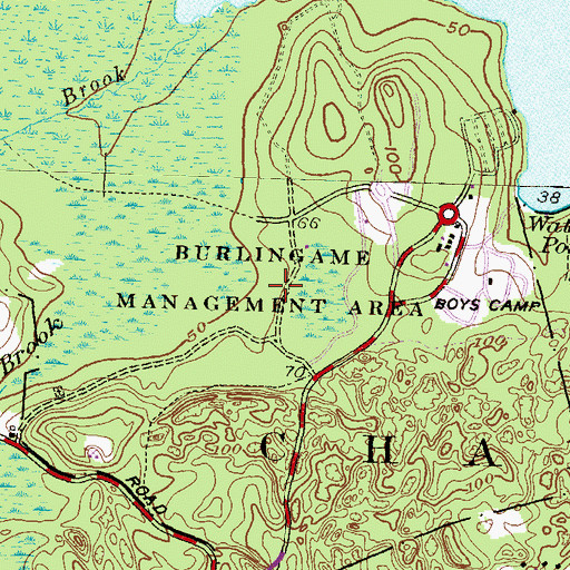 Topographic Map of Burlingame Management Area, RI
