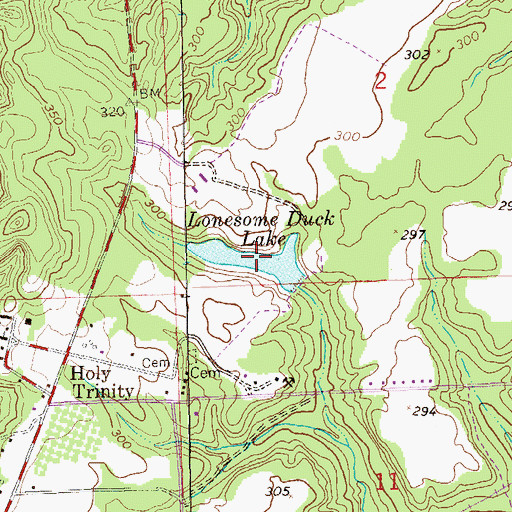 Topographic Map of Lonesome Duck Lake, AL