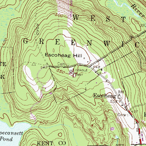 Topographic Map of WERI-FM (Westerly), RI