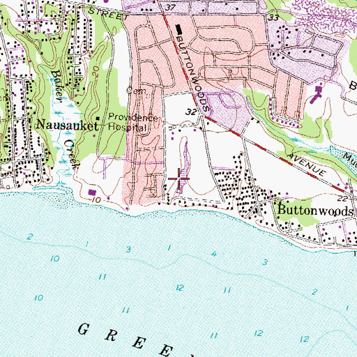 Topographic Map of WARV-AM (Warwick-East Greenwich), RI