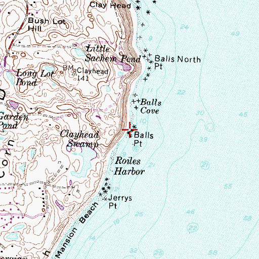 Topographic Map of Balls Point, RI