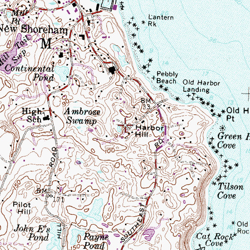 Topographic Map of Harbor Hill, RI