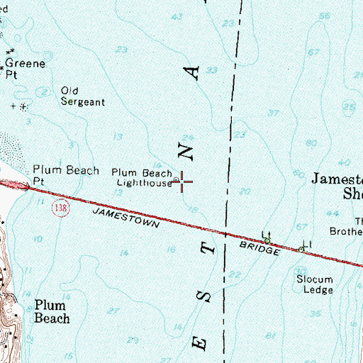 Topographic Map of Plum Beach Lighthouse, RI