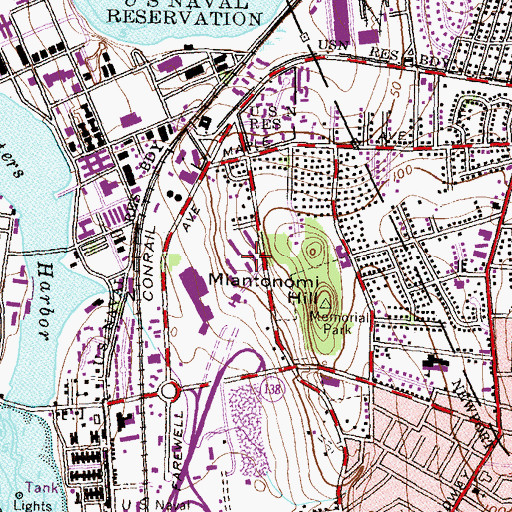Topographic Map of Beacon Hill, RI