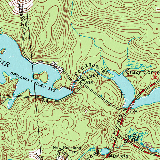 Topographic Map of Ponaganset (historical), RI