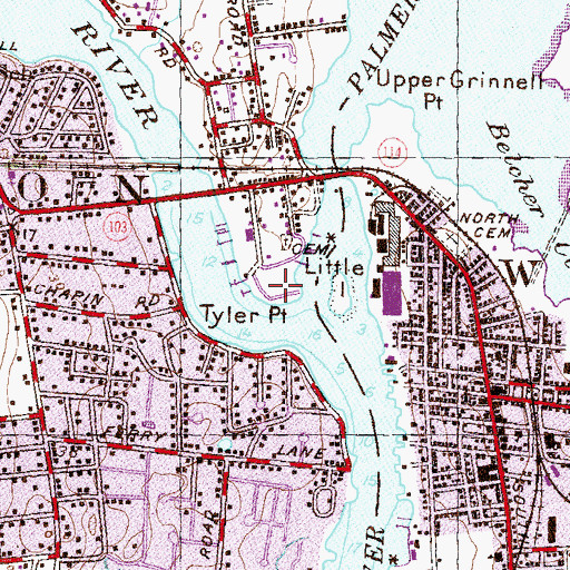Topographic Map of Tyler Point, RI