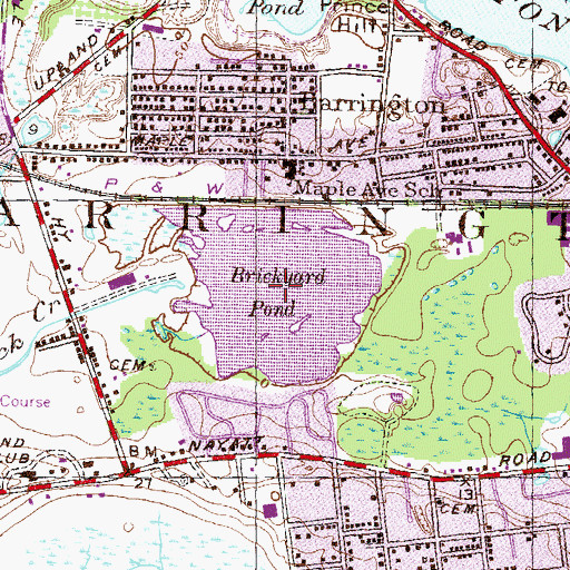 Topographic Map of Brickyard Pond, RI