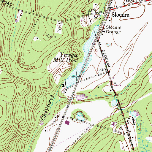 Topographic Map of Yorker Mill Pond, RI