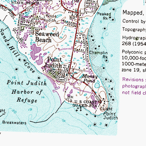Topographic Map of Point Judith, RI