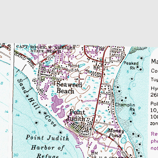 Topographic Map of Seaweed Beach, RI