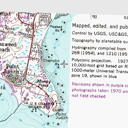 Topographic Map of Champlin Rock, RI