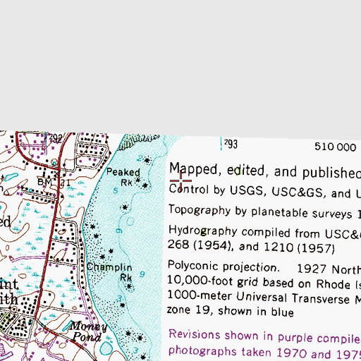 Topographic Map of Peaked Rock, RI