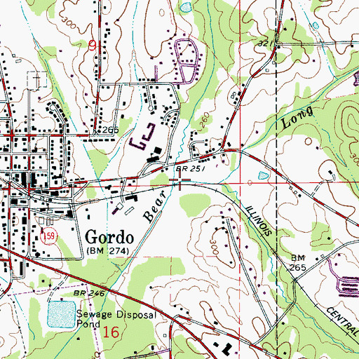 Topographic Map of Long Branch, AL