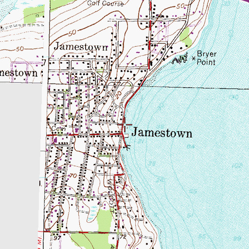 Topographic Map of Jamestown, RI