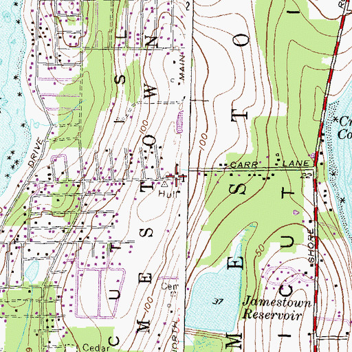 Topographic Map of Conanicut Island, RI