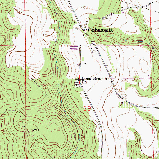 Topographic Map of Long Branch Church, AL