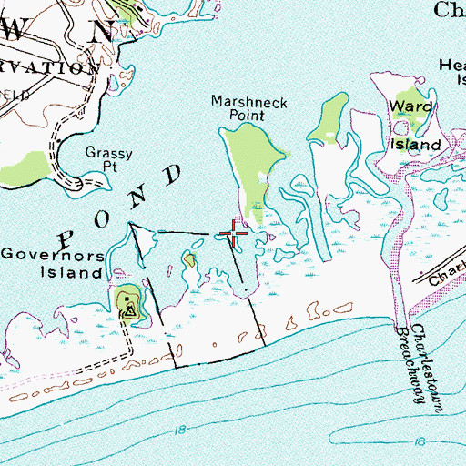 Topographic Map of Charlestown Beach, RI