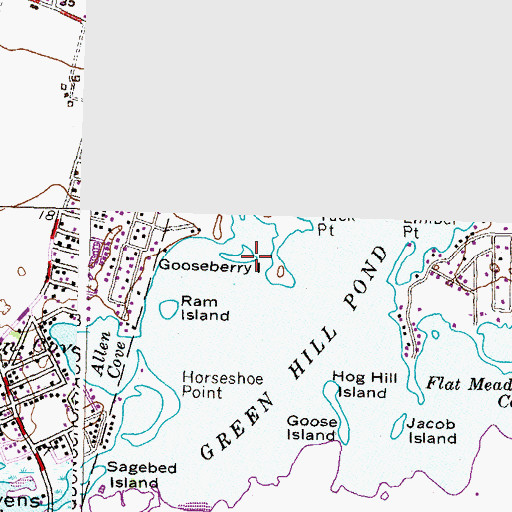 Topographic Map of Gooseberry Island, RI