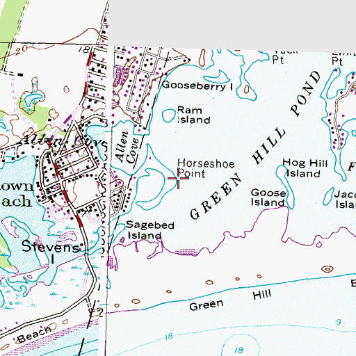 Topographic Map of Horseshoe Point, RI