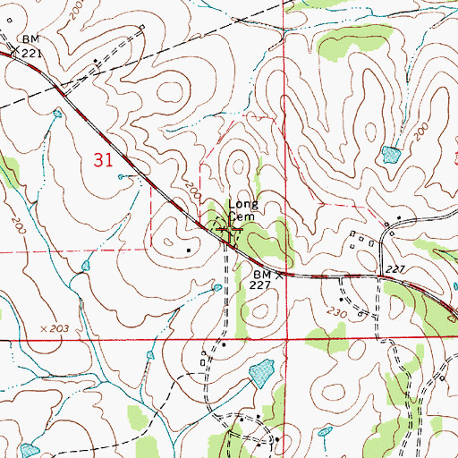 Topographic Map of Long Cemetery, AL