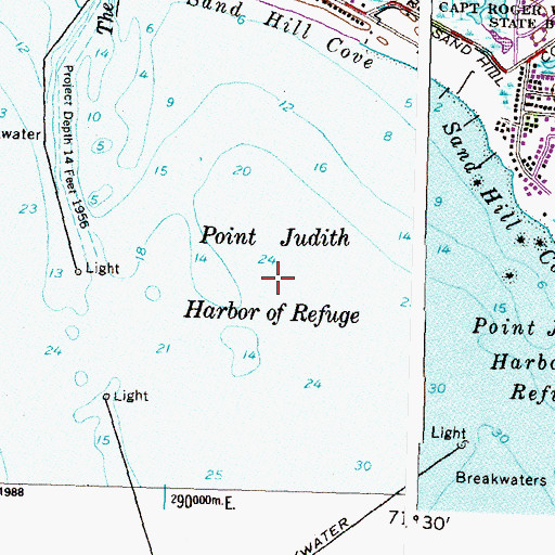 Topographic Map of Point Judith Harbor of Refuge, RI