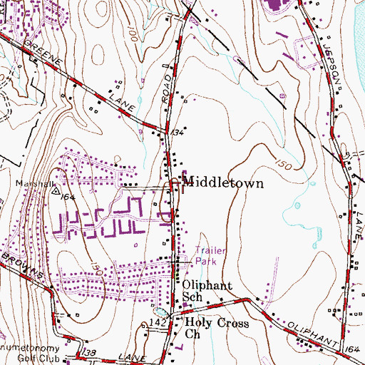 Topographic Map of Middletown, RI