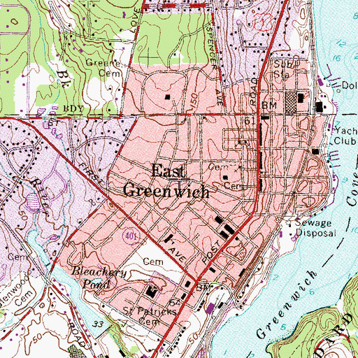 Topographic Map of East Greenwich, RI