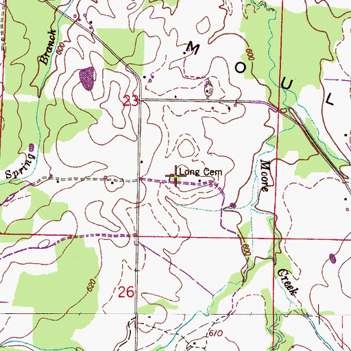 Topographic Map of Long Cemetery, AL