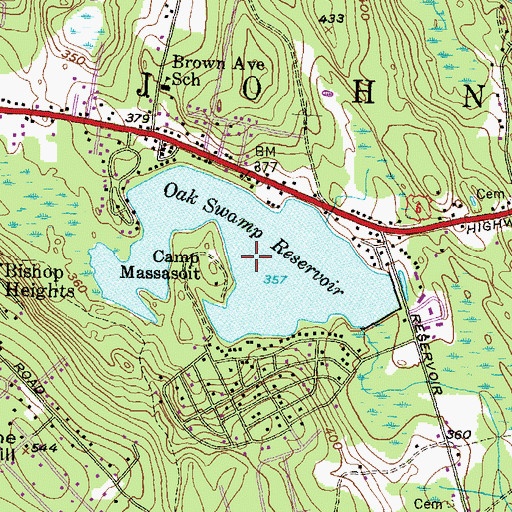 Topographic Map of Oak Swamp Reservoir, RI