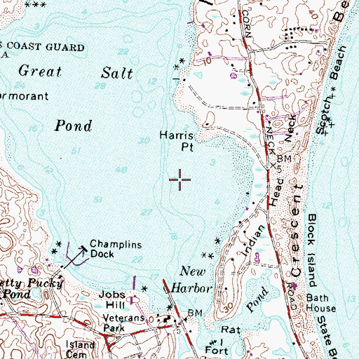 Topographic Map of Town of New Shoreham, RI