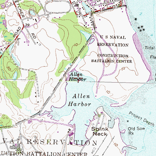 Topographic Map of Flat Cove, RI