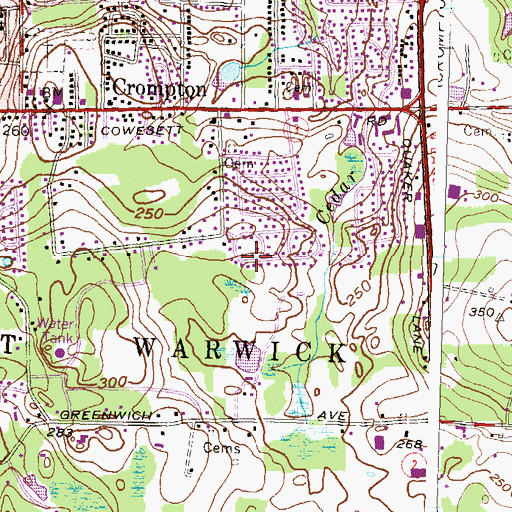 Topographic Map of Town of West Warwick, RI