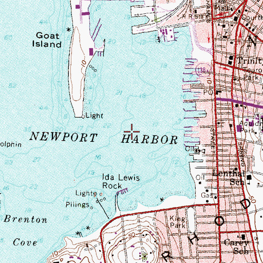 Topographic Map of City of Newport, RI