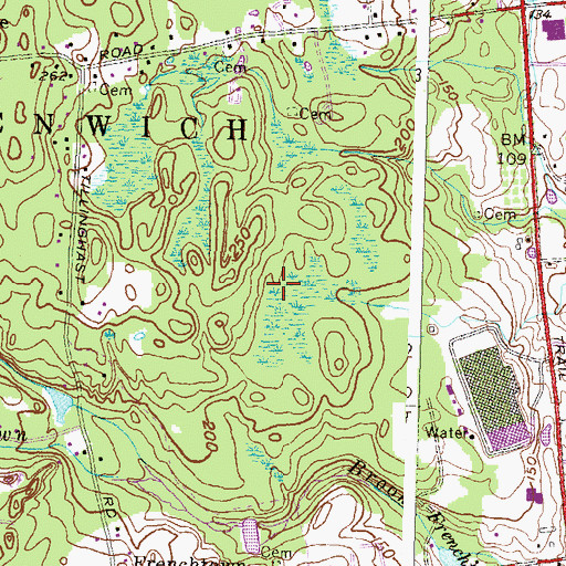 Topographic Map of Town of East Greenwich, RI