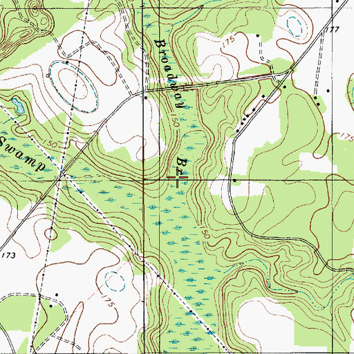 Topographic Map of Broadway Branch, SC