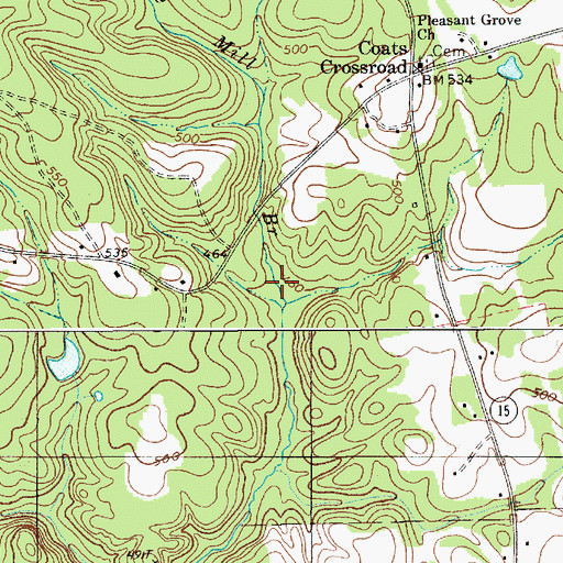 Topographic Map of Dye Mill Branch, SC