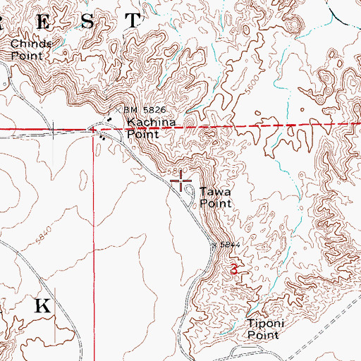 Topographic Map of Tawa Point, AZ