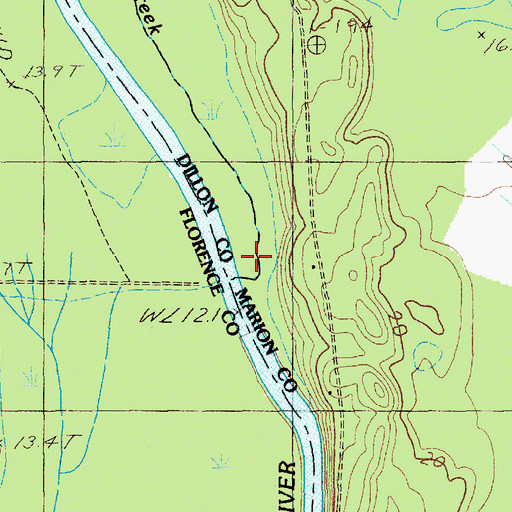 Topographic Map of Mill Creek, SC
